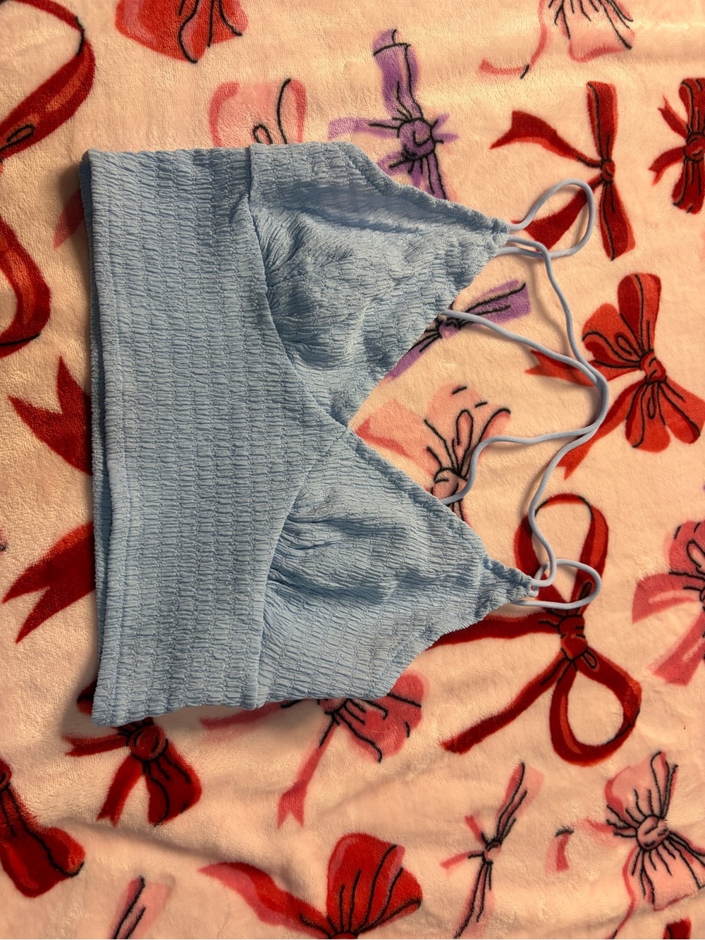 SHEIN Sky Blue Textured Bralette Top